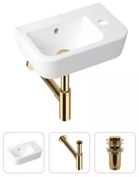 Комплект 3 в 1 Lavinia Boho One 21520782: подвесная фарфоровая раковина для туалета 37 см (отверстие справа)