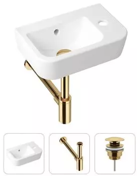 Комплект 3 в 1 Lavinia Boho One 21520753: подвесная фарфоровая раковина для туалета 37 см (отверстие справа)