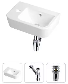 Комплект 3 в 1 Lavinia Boho One 21520704: подвесная фарфоровая раковина для туалета 37 см (отверстие слева)