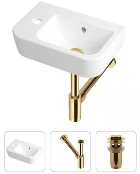 Комплект 3 в 1 Lavinia Boho One 21520710: подвесная фарфоровая раковина для туалета 37 см (отверстие слева)