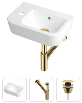 Комплект 3 в 1 Lavinia Boho One 21520741: подвесная фарфоровая раковина для туалета 37 см (отверстие слева)