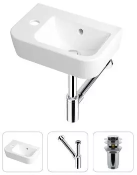 Комплект 3 в 1 Lavinia Boho One 21520706: подвесная фарфоровая раковина для туалета 37 см (отверстие слева)