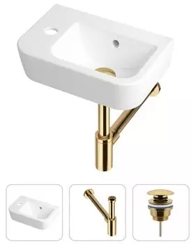 Комплект 3 в 1 Lavinia Boho One 21520711: подвесная фарфоровая раковина для туалета 37 см (отверстие слева)