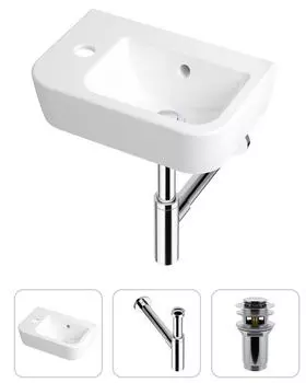 Комплект 3 в 1 Lavinia Boho One 21520736: подвесная фарфоровая раковина для туалета 37 см (отверстие слева)