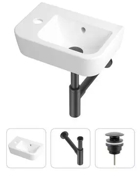 Комплект 3 в 1 Lavinia Boho One 21520739: подвесная фарфоровая раковина для туалета 37 см (отверстие слева)