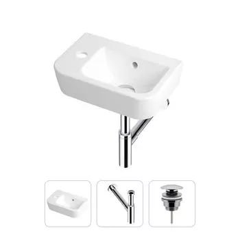 Комплект 3 в 1 Lavinia Boho One 21520737: подвесная фарфоровая раковина для туалета 37 см (отверстие слева)