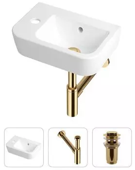 Комплект 3 в 1 Lavinia Boho One 21520740: подвесная фарфоровая раковина для туалета 37 см (отверстие слева)