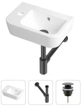 Комплект 3 в 1 Lavinia Boho One 21520709: подвесная фарфоровая раковина для туалета 37 см (отверстие слева)