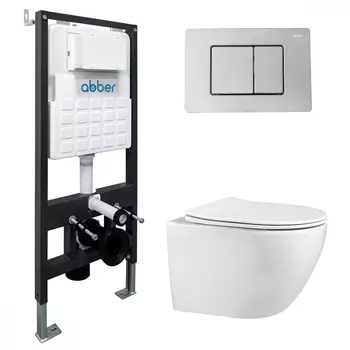 Комплект Abber унитаз Bequem AC1100 + инсталляция AC0105 + кнопкой AC0120 хром