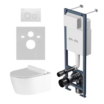 Комплект Am.Pm Jupiter IS110101.DX77C1700 подвесной унитаз + инсталляция + кнопка смыва