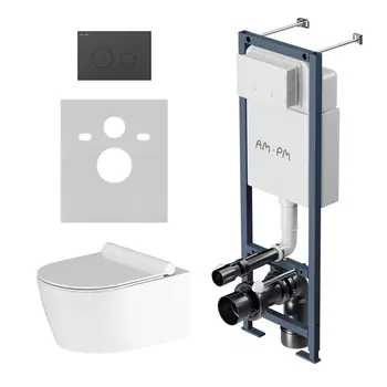 Комплект Am.Pm Jupiter IS110138.DX77C1700 подвесной унитаз + инсталляция + кнопка смыва