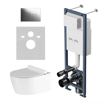 Комплект Am.Pm Jupiter IS110151.DX77C1700 подвесной унитаз + инсталляция + кнопка смыва
