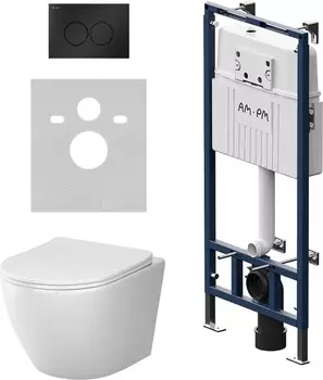Комплект Am.Pm Like IS100138.801900 подвесной унитаз + инсталляция + кнопка смыва
