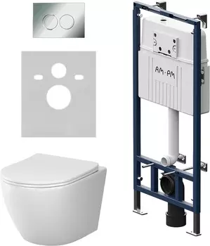 Комплект Am.Pm Like IS100151.801900 подвесной унитаз + инсталляция + кнопка смыва