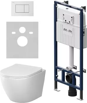 Комплект Am.Pm Like IS100201.801900 подвесной унитаз + инсталляция + кнопка смыва