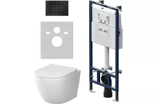Комплект Am.Pm Like IS100238.801900 подвесной унитаз + инсталляция + кнопка смыва