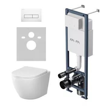 Комплект Am.Pm Like IS110301.801900 подвесной унитаз + инсталляция + кнопка смыва
