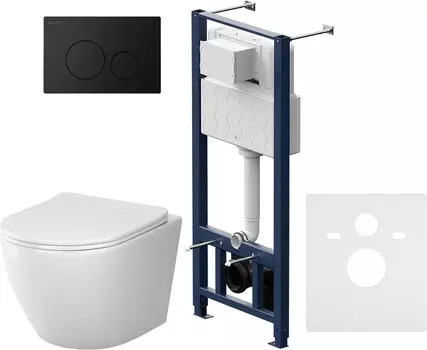 Комплект Am.Pm Like IS49038.801900 подвесной унитаз + инсталляция + кнопка смыва
