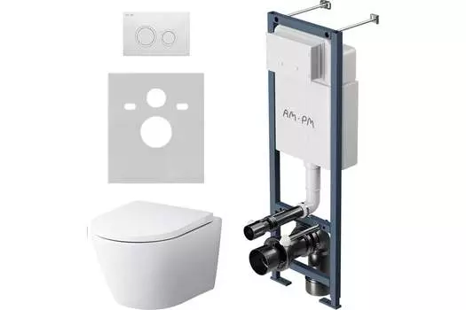 Комплект Am.Pm Sense IS110101.741701 подвесной унитаз + инсталляция + кнопка смыва