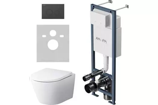 Комплект Am.Pm Sense IS110138.741701 подвесной унитаз + инсталляция + кнопка смыва