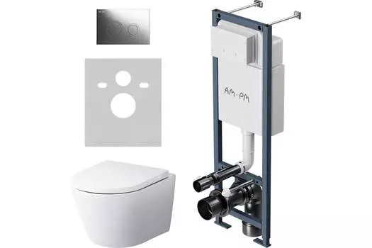 Комплект Am.Pm Sense IS110151.741701 подвесной унитаз + инсталляция + кнопка смыва