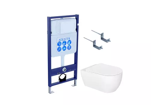 Комплект Aquatek Европа New-KKI2 (инсталляция + унитаз с сиденьем + крепеж + звукоизоляционная прокладка)