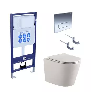 Комплект Aquatek рама Standard INS-0000012+кнопка KDI-0000016+унитаз Вега AQ1904-00 с микролифтом