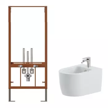 Комплект ArtCeram биде подвесное Monet MNB001 01 00 + система инсталляции для биде 700.102