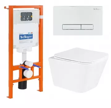 Комплект BelBagno инсталляция BB002-80 + унитаз Due BB3103CHR/SC + кнопка смыва BB018-GV-BIANCO