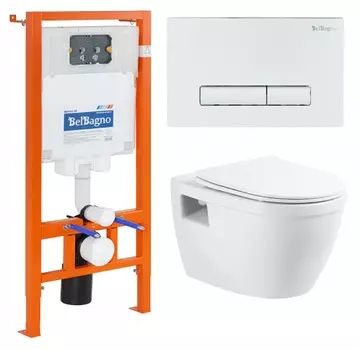 Комплект BelBagno инсталляция BB002-80 + унитаз Loto BB070CHR/SC + кнопка смыва BB018-GV-BIANCO