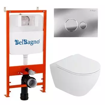 Комплект BelBagno инсталляция BB026 + унитаз Stylus-Tor CZR-6601-TH-TOR/CZR-2316-SC + кнопка смыва BB081CR