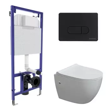 Комплект Berges 043274 инсталляция Novum 525 + кнопка D5 Soft Touch черная + унитаз Okus