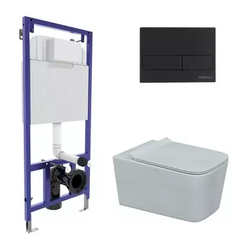 Комплект Berges 043279 инсталляция Novum 525 + кнопка L5 Soft Touch черная + унитаз Floe