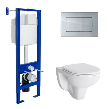Комплект Berges Wasserhaus 042429 инсталляция Аtom 410 + унитаз Gamma + кнопка хром глянец