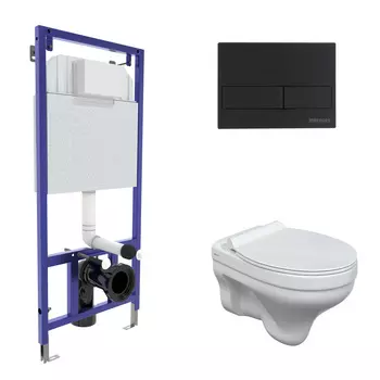 Комплект Berges Wasserhaus 042439 инсталляция Novum + унитаз Albit S + кнопка L5 черная