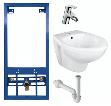 Комплект Биде подвесное Jacob Delafon Patio E4189 + Система инсталляции для биде Cersanit Link P-IN