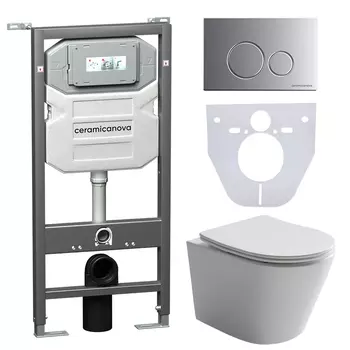 Комплект Ceramicanova Balearica CN6000+панель+инсталляция Envision+кнопка Round CN1001M хром матов