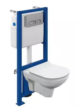 Комплект Cersanit City CO DPL EO slim инсталляция LINK PRO кнопка MOVI пластик хром матовый