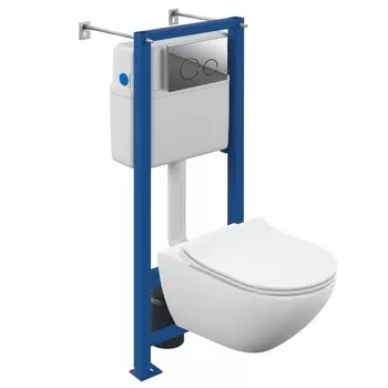 Комплект Cersanit Street Fusion Vortex подвесной унитаз + крышка-сиденье DS-SFU-S-DL-E + инсталляция Vector + кнопка Twins + крепление