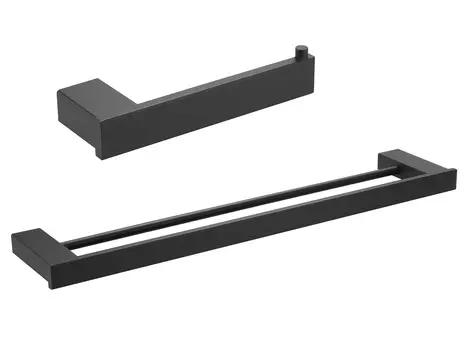 Комплект Держатель туалетной бумаги Mediclinics Harmonia AI1421B + Полотенцедержатель Mediclinics AI1411B двойной, черный