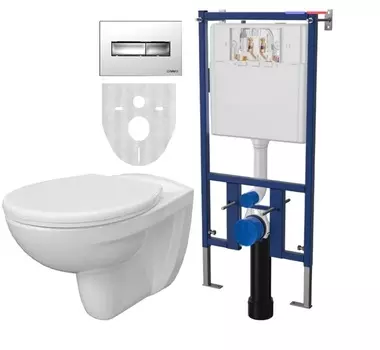 Комплект DIWO Анапа инсталляция + подвесной унитаз + крышка сиденье + кнопка 7322 хром D