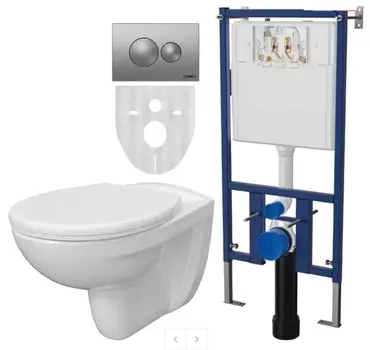 Комплект DIWO Анапа инсталляция + подвесной унитаз + крышка сиденье + кнопка хром матовая