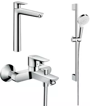 Комплект для ванной Hansgrohe Смеситель Talis E 71740000 для ванны с душем + Смеситель Talis E 71716000 для раковины + Душевой гарнитур 26532400