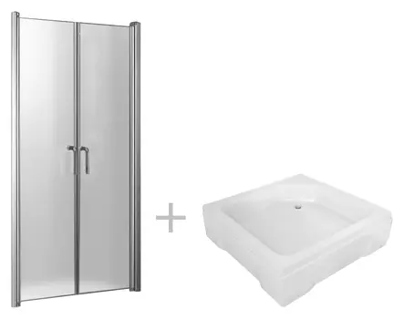 Комплект Душевая дверь в нишу River SUEZ 80 МТ + Поддон для душа River квадратный 80 см