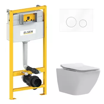 Комплект Elsen E11 унитаз подвесной 818B + инсталляция EIN500.1120 + кнопка E08.white