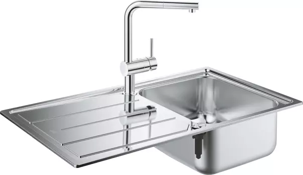 Комплект Grohe Minta 31573SD0 Мойка кухонная K500 31571SD0 + Смеситель Mint 32168000 для кухонной мо