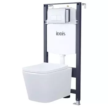 Комплект Iddis BASBI01i73 3 в 1 унитаз Bild BILRDSEi25 + инсталляция Profix PRO0000i32 + кнопка OPH10G0i77 хром глянцевый