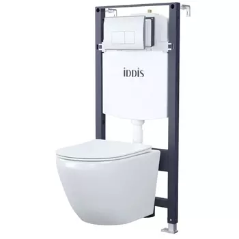 Комплект Iddis BASBQ01i73 3 в 1 унитаз Blanco Q BLQRDSEI25 + инсталляция Profix PRO0000i32 + кнопка OPH10G0i77 хром глянцевый