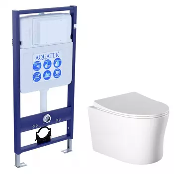 Комплект инсталляция Aquatek Standart INS-0000012 + унитаз Ника AQ2009-00 с сиденьем микролифт