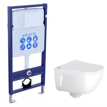 Комплект инсталляция Aquatek Standart INS-0000012 + унитаз Дива AQ2012-00 с сиденьем микролифт